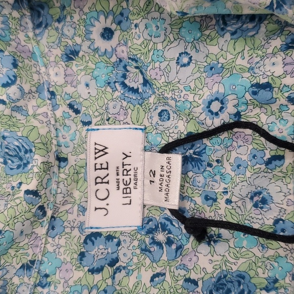 J. Crew Liberty Fabric Button Down Shirt 12 Size M Slim Fit Short Sleeve, Blue - Picture 2 of 4